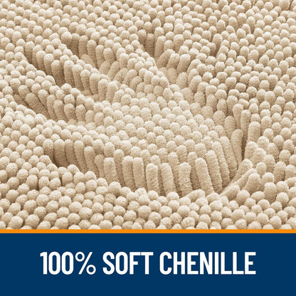 OLANLY Bathroom Rugs - Extra Soft Chenille Bath Mats | Quick-Dry, Machine Washable, 44x24, Beige