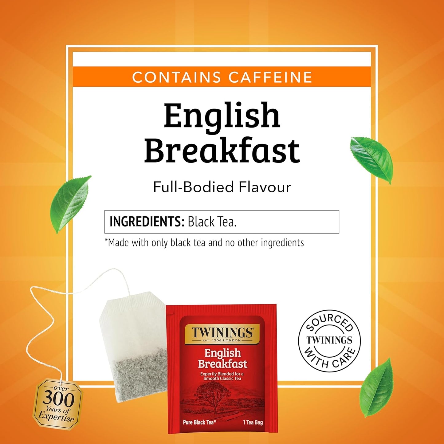 Twinings English Breakfast Black Tea - Smooth & Robust Flavor, 100 Individually Wrapped Teabags