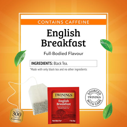 Twinings English Breakfast Black Tea - Smooth & Robust Flavor, 100 Individually Wrapped Teabags