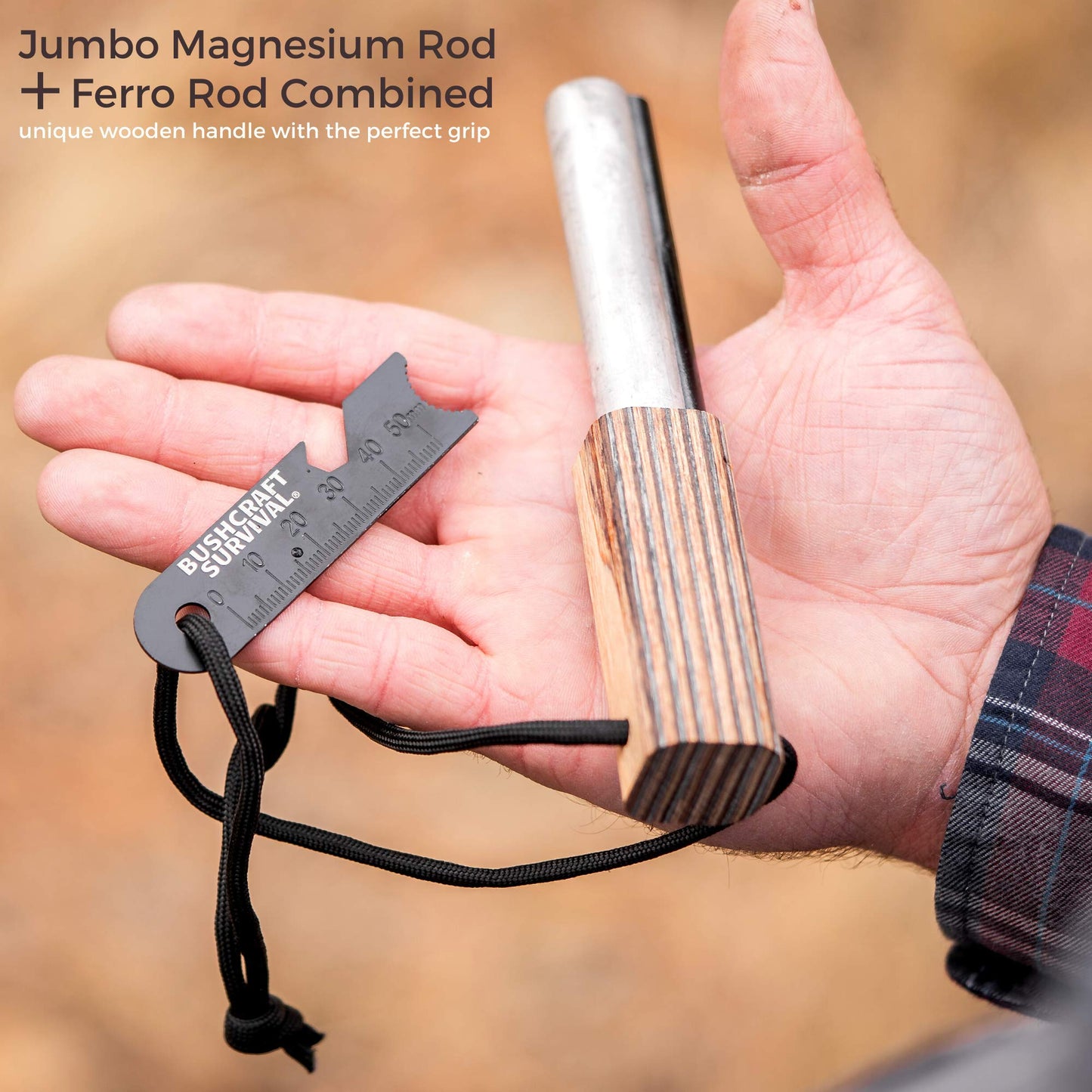 1 Inch Scotch Eye Auger | Manual Hand Wood Auger, Magnesium Fire Starter Survival Tool, & 4 Pack Extra Large Natural Waterproof Kindling
