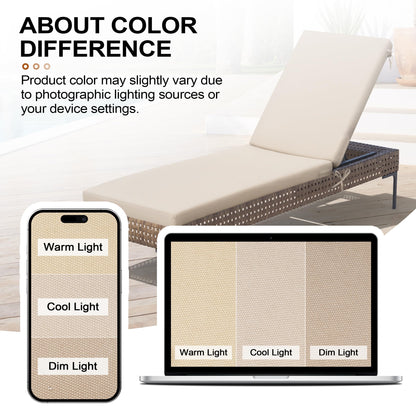 Crestlive Products Outdoor Chaise Lounge Cushions Set of 2, Water Resistant Fade Resistant Patio Furniture Lounge Chair Cushion,80" L x 23" W, Tan