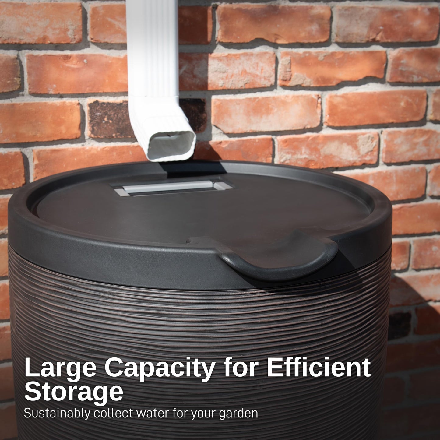 RTS Home Accents 50-Gallon Newport Rain Barrel with Stand and Removable Lid, Bronze Color