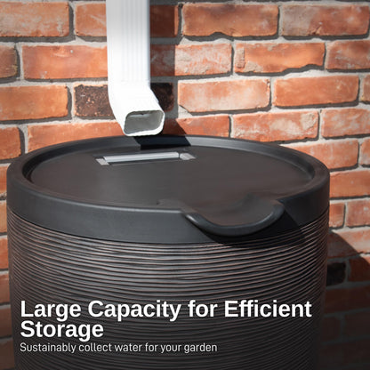 RTS Home Accents 50-Gallon Newport Rain Barrel with Stand and Removable Lid, Bronze Color