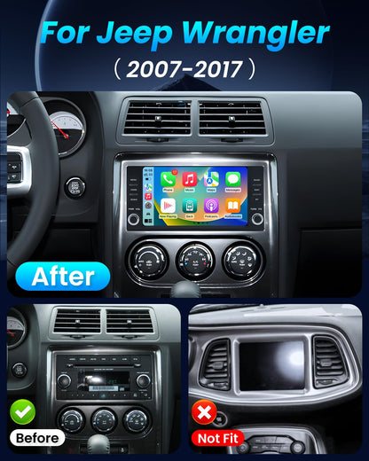 [4G+64G] Car Radio for Jeep Wrangler JK 2007-2017: 7" HD Touchscreen Stereo Replacement with CarPlay Android Auto 5G WiFi GPS Bluetooth FM 32EQ RDS SWC, 1080P Backup Camera