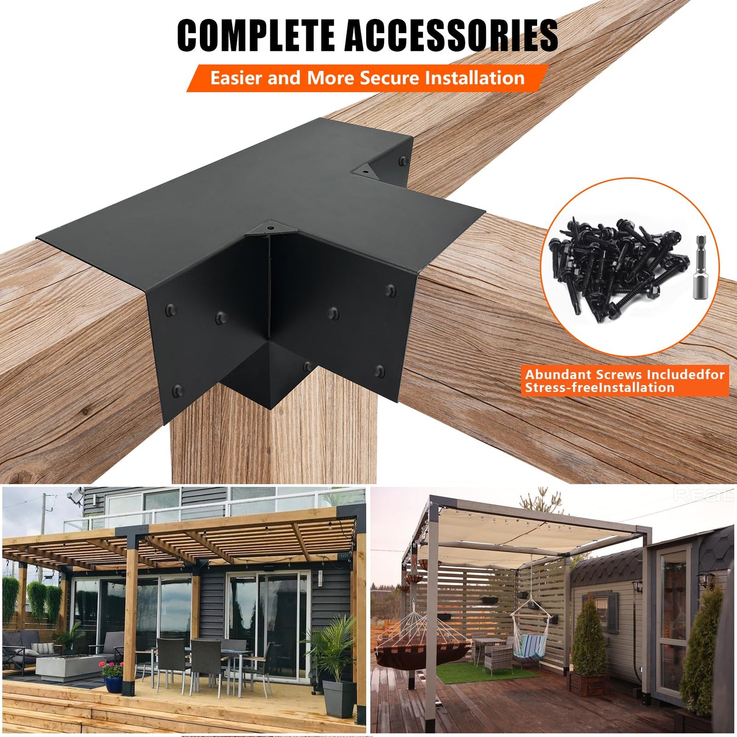 ITEVE.GD 2Pack Pergola DIY Bracket Kits 6x6,4-Way Right Angle Corner Post Brackets for 6"x6"(Actual:5.5"x5.5") Wood Beams,Heavy Duty Metal Brackets for Outdoor Pavilion,Proch,Log Cabin