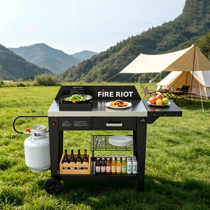 Heavy-Duty Outdoor Wok Cooking Station – 50,000 BTU Wok Burner - High-Performance 12.59” Carbon Steel Wok - Perfect for Stir-Frying, Searing, Tailgating, Fishing and Outdoor Wok Station