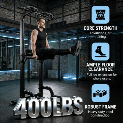 BARWING Power Tower Pull Up Bar Station for Home Gym Dip Station Adjustable Height Strength Training Workout Equipment 400LBS