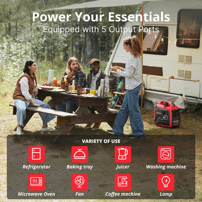 AMERISUN 2500-Watt Gas Powered Portable Inverter Generator, CO Sensor, Super Quiet for Home Backup, Emergency, Camping, EPA Compliant