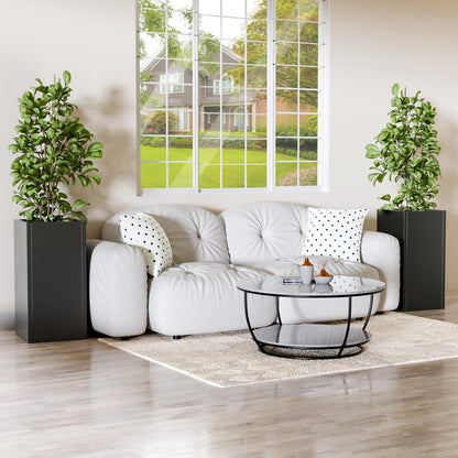 Diyfire Tall Metal Planters Box for Outdoor Plants - 23.6" Modern Steel Tall Square Planter with Removable Insert Shelf, Heavy Duty Pedestal Planter Front Porch Decor Patio Garden Office, Black