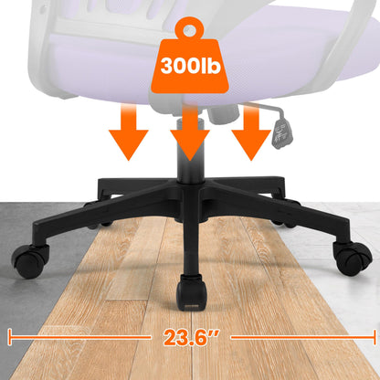 Yaheetech Office Chair Ergonomic Mesh Chair w/Lumbar Support Armrest Wheels Comfortable Racing Seat Adjustable Swivel Rolling Home Executive Mid Back Computer Chair for Adults, Purple