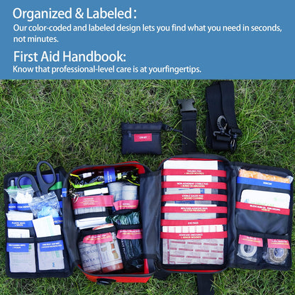 Besst Survivor Waterproof First Aid Kit -Complete Trauma Gear With Labeled Storage, MOLLE System&CPR Kit, Practical Medical Kit For Boating, Marine, Camping, Hurricane, Vehicle And Household Emergency