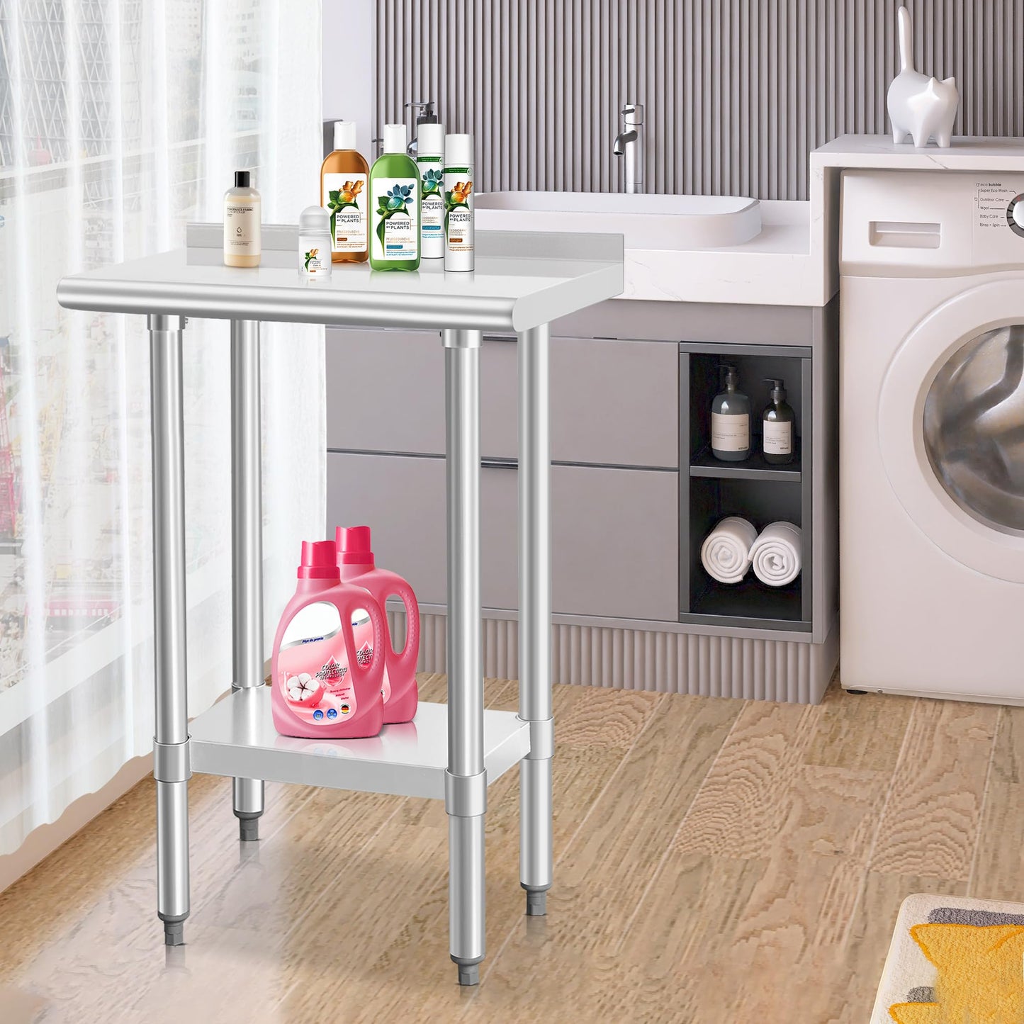 HARDURA Stainless Steel Table Prep & Work Table 24 x 72 Inches NSF Heavy Duty Commercial with Undershelf and Backsplash for Restaurant Kitchen Home and Hotel