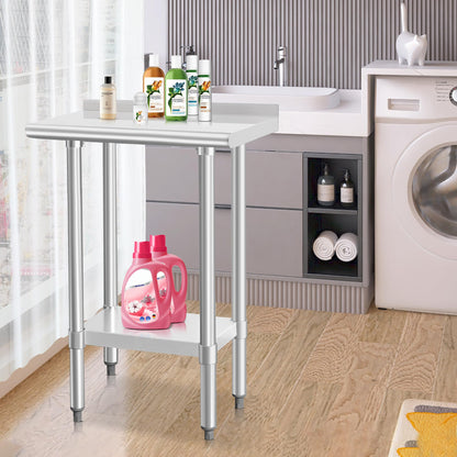 HARDURA Stainless Steel Table Prep & Work Table 24 x 72 Inches NSF Heavy Duty Commercial with Undershelf and Backsplash for Restaurant Kitchen Home and Hotel