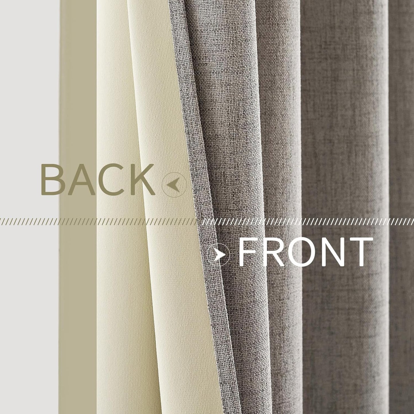 MIULEE 100% Blackout Linen Textured Curtains - Thermal Insulated Warm Taupe | 52 x 96 Inch (2 Panels)