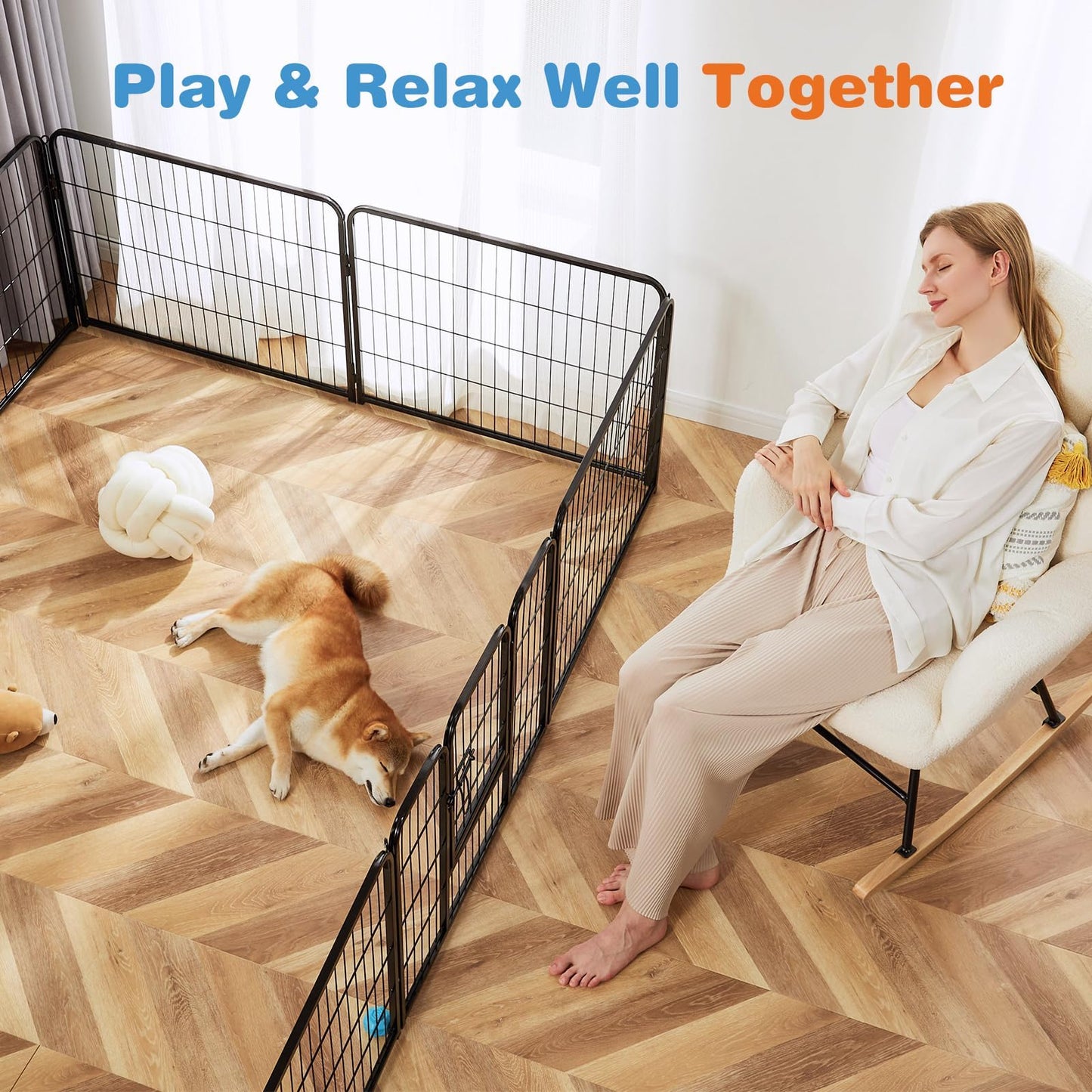 40” Heavy Duty 8-Panel Metal Pet Playpen | Indoor/Outdoor Dog Exercise Pen with Door – for Puppies, Small to Large Dogs, Rabbits | Ideal for Camping, Yard & Garden Use