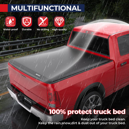 MOSTPLUS Roll-Up Soft Vinyl Truck Bed Tonneau Cover Compatible with 2002-2018 Dodge Ram 1500 2003-2023 Ram 2500 3500 No RamBox On Top (6.4/6.5 FT Feed Bed) Fleetside-Only fit 2019-2023 Classic