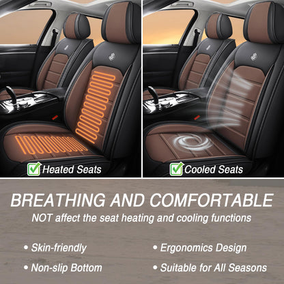 FASSME Seat Covers Custom Fit for Ford Expedition 2000-2026, 7 Seat, Compatible Airbag Non-Slip Waterproof Leather Seat Cover, Luxury Interior Car Seat Covers Full Set, Black Coffee