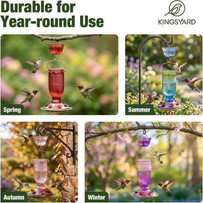 Kingsyard Hummingbird Feeder - 24 oz Outdoor Nectar Feeder with 6 Ports & Ant Moat | Easy Clean Purple