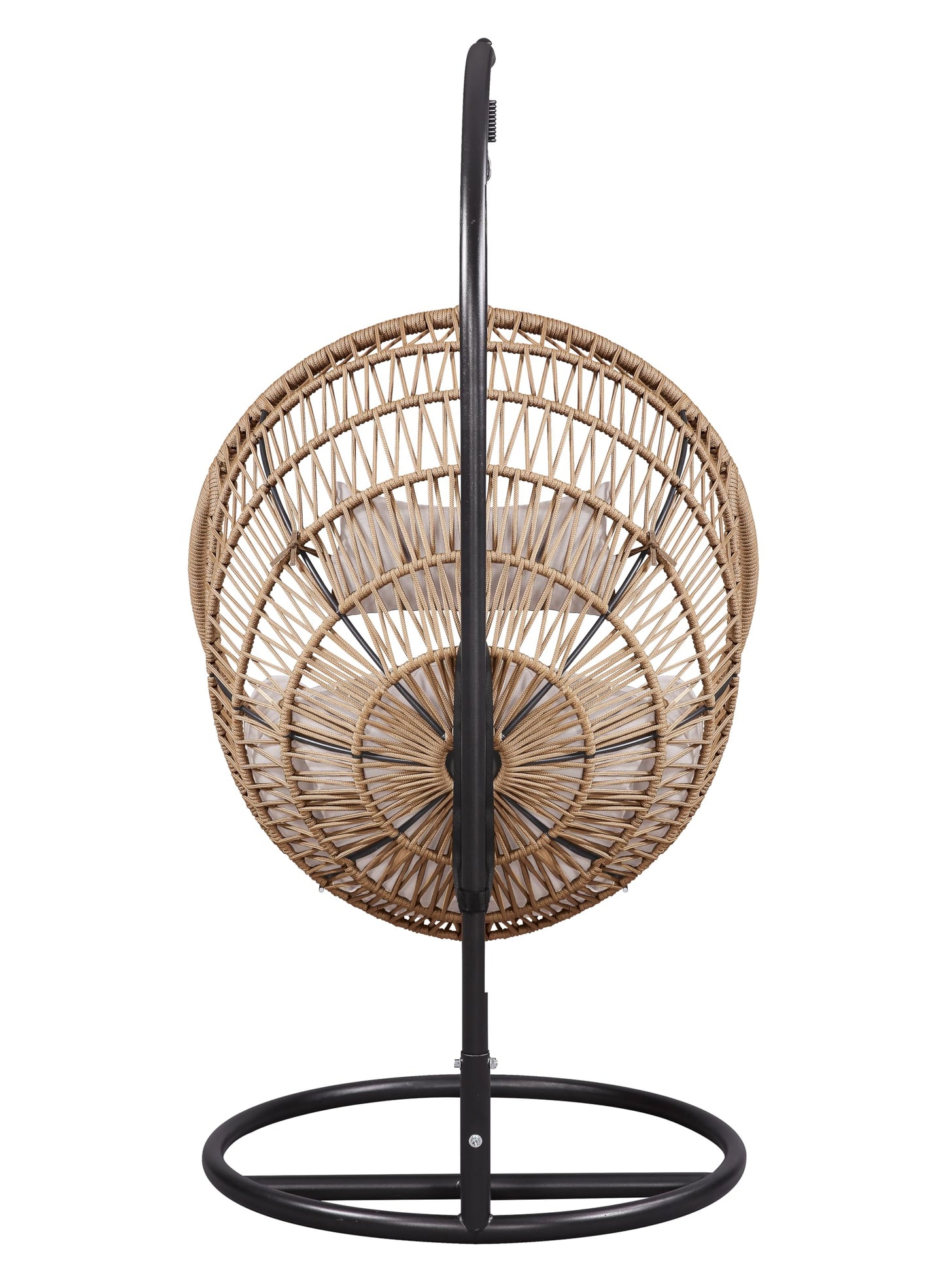 ACME Vasant Outdoor Patio Hanging Chair/Stand in Beige Fabric and Rope