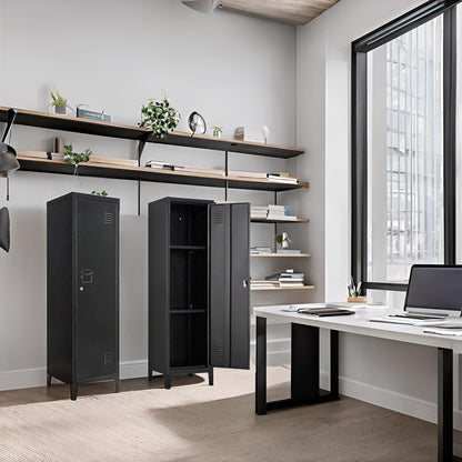 Metal Locker with Doors and Shelves, Locking Storage Cabinets for Small Spaces, Lockers for Employees, Lockable Storage Lockers for Office Garage School Gym