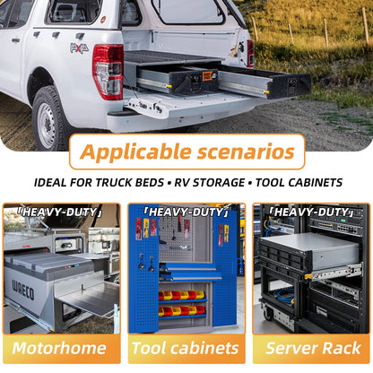 VAGUDE with Lock Heavy Duty Drawer Slides 12 14 16 18 20 22 24 26 28 30 32 34 36 40 44 48 52 56 60 Inch 290 Lbs Side Mount Full Extension Ball Bearing Rails Rail Tool Box Runner-W:76mm, 48 Inch
