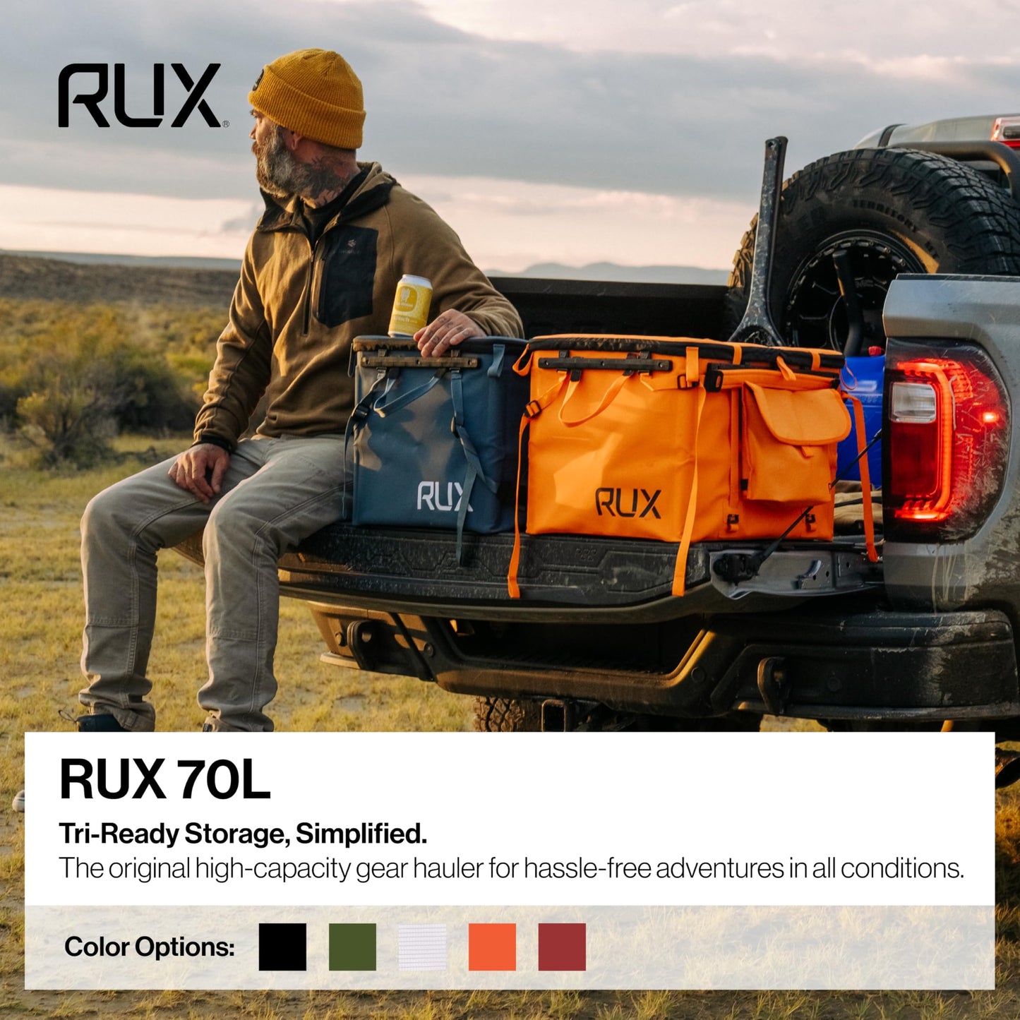 RUX 70L Collapsible Gear Box (Green) - Modular Adventure Storage Solution For Camping Storage, Overlanding, Off-road And Van Life - Weatherproof, Durable and Multifunctional