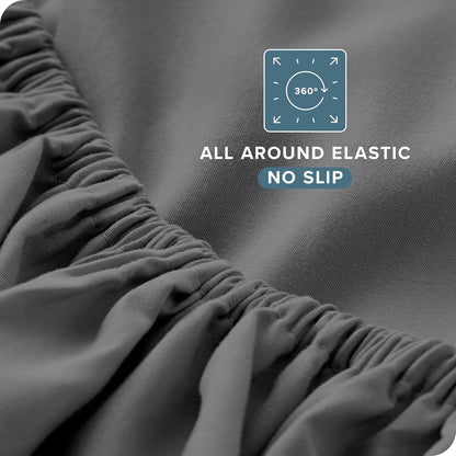 Bare Home Queen Sheet Set - Ultra-Soft 1800 Microfiber Bedding - Deep Pockets - 4 Piece Set | Grey