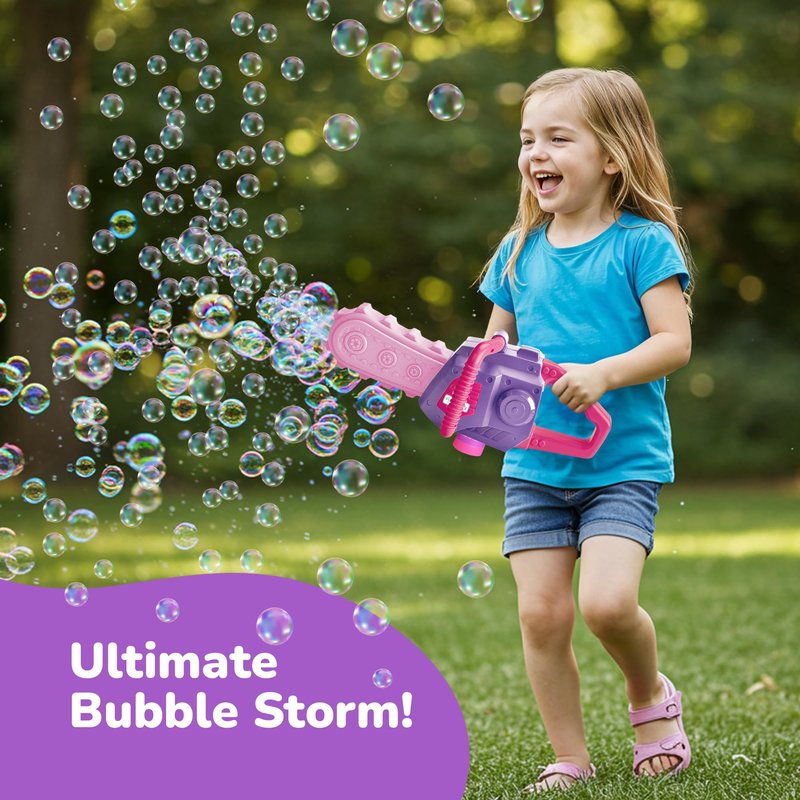 ArtCreativity Bubble Chainsaw for Kids, Electronic Bubble Blower Machine with Bubble Solution Included, Bubble Machine with Realistic Sound, Outdoor Girls Toy Ages 1 2 4 5 6 7 8