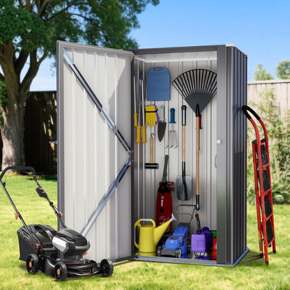 Greesum Outdoor Metal Storage Cabinet, 55'' Lockable Tall Shed, Vertical Tool Organizer Without Shelves for Garage, Patio, Backyard, Home & Lawn, Black