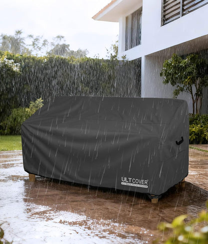 ULTCOVER Waterproof Patio Furniture Sofa Cover - 60W x 35D x 35H Inch for 2-Seater Loveseat | Black