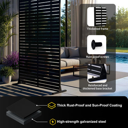 Metal Privacy Screen, 72" Outdoor Privacy Screen, Privacy Fence Panels with Stand, Provide Deck Privacy Protection, Privacy Fence for Garden, Pool, Patio, Balcony, Backyard Landscape