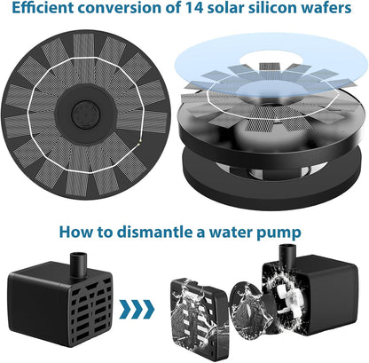 AISITIN Solar Garden Fountain - 3.5W Floating Pump with 6 Nozzles for Bird Bath & Aquarium (1 Piece)