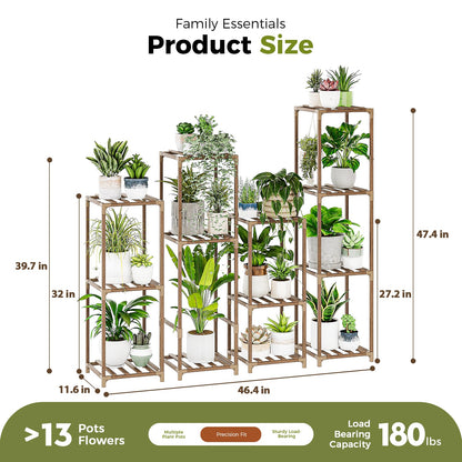 Bamworld Tall Plant Stands Indoor 4 Sets Plant Shelves Outdoor Wooden Plant Holder for Multiple Plants Flower Stands for Living Room Balcony Garden Patio Lawn Window