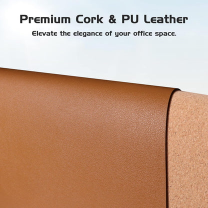 Aothia Double-Sided Desk Pad, Leather Desk Mat, Eco Cork Desk Pad Protector, Large Mouse Pad, Waterproof Desk Blotter Protector for Office/Home (25.6"x13.7", Brown)