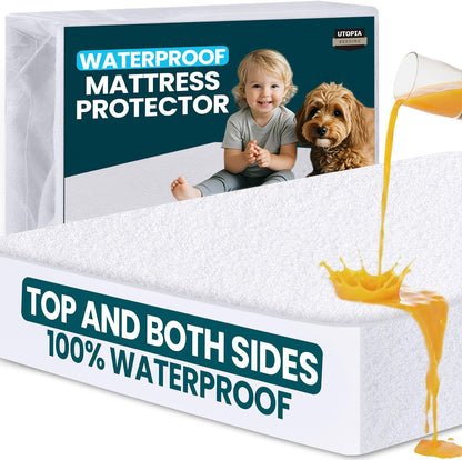 Utopia Bedding Waterproof Mattress Protector - Soft Dual-Sided Terry Cover | Twin Size, Fitted Design