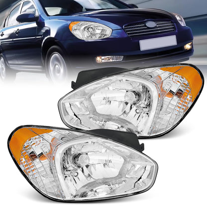 XGWZ Headlights Compatible with 2006 2007 2008 2009 2010 2011 Hyundai Accent, Passenger and Driver Side