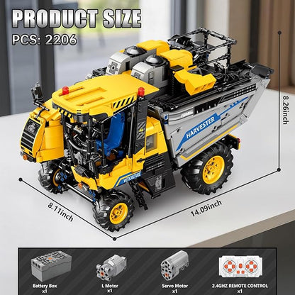 Reobrix Grape Harvester RC Tractor Building Set City Construction Vehicle Set 22026 Farm Technic Truck Model Kit for Adults Collection Decor or Gift for Adult and Machinery Lovers