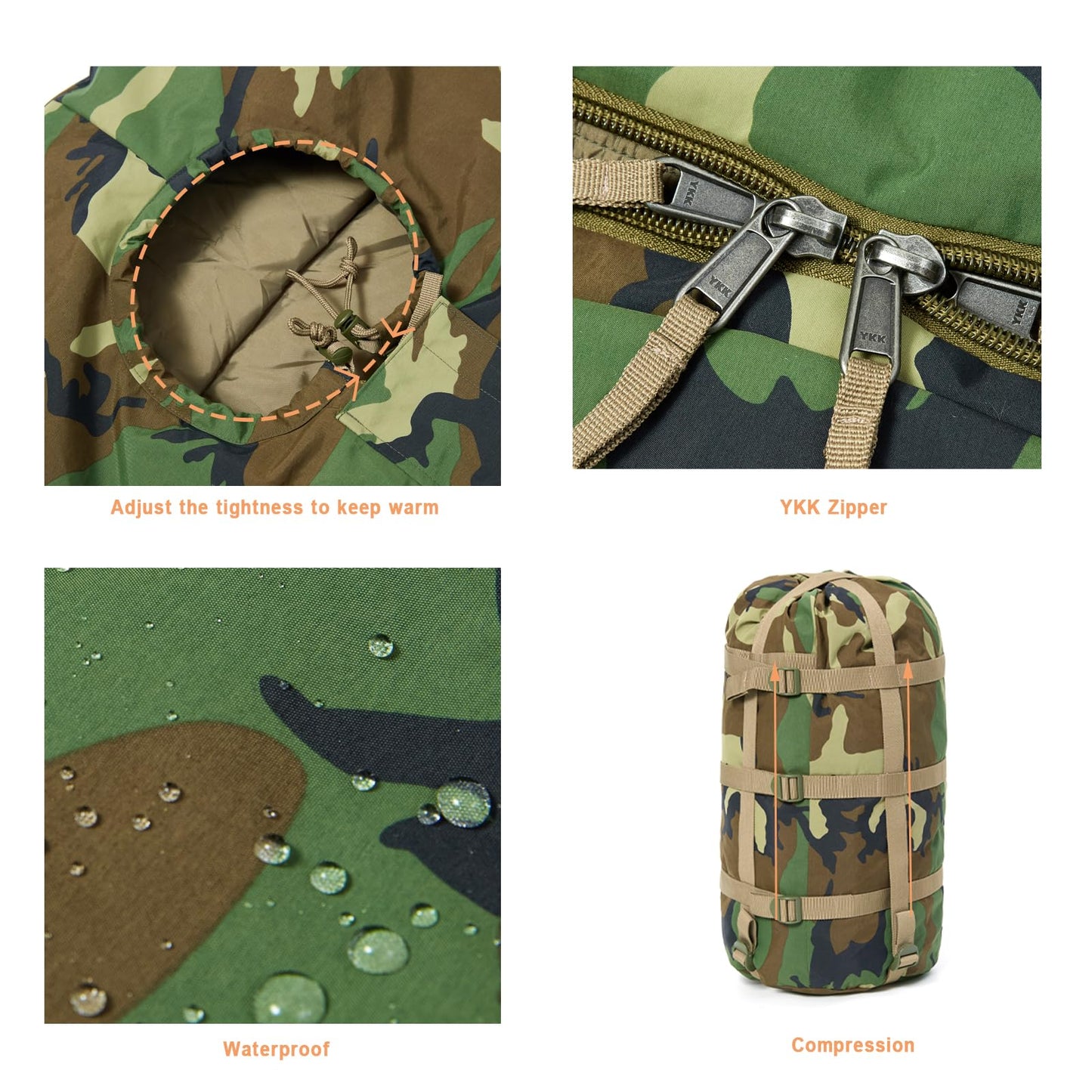 MT Military Army Force Defence 4 & Tropen Patrol Mummy Sleeping Bags with Bivy Cover Compression Sack, Modular Sleeping System 2.0 for Cold Weather,