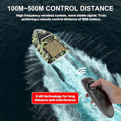 Bait Boats for Carp Fishing - RC Fishing Boats with Line Drop 2kg Loading Spare Batteries Bait Boat Bag for Carp Fishing (Camo Green)