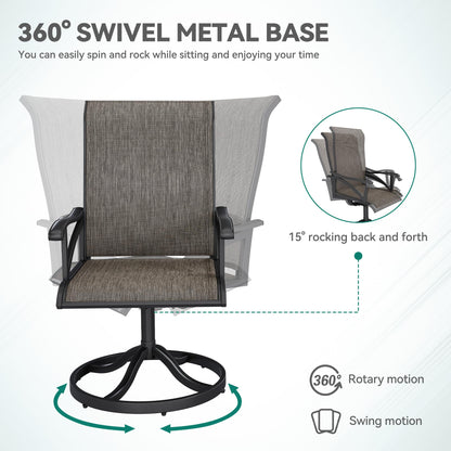 DWVO 6 Set Outdoor Dining Chairs, Heavy Duty Swivel Patio Chairs w/Max Bearing 352lbs & Breathable High Back, All Weather Outdoor Swivel Chairs for Backyard Deck Garden, Brown
