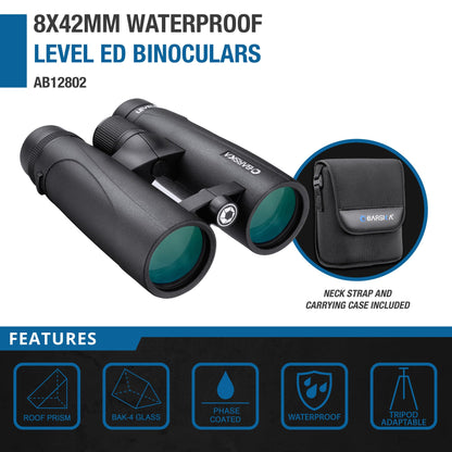 BARSKA unisex adult AB12802 8x42 Barska Level ED Waterproof Binoculars, Black, 8x42mm US