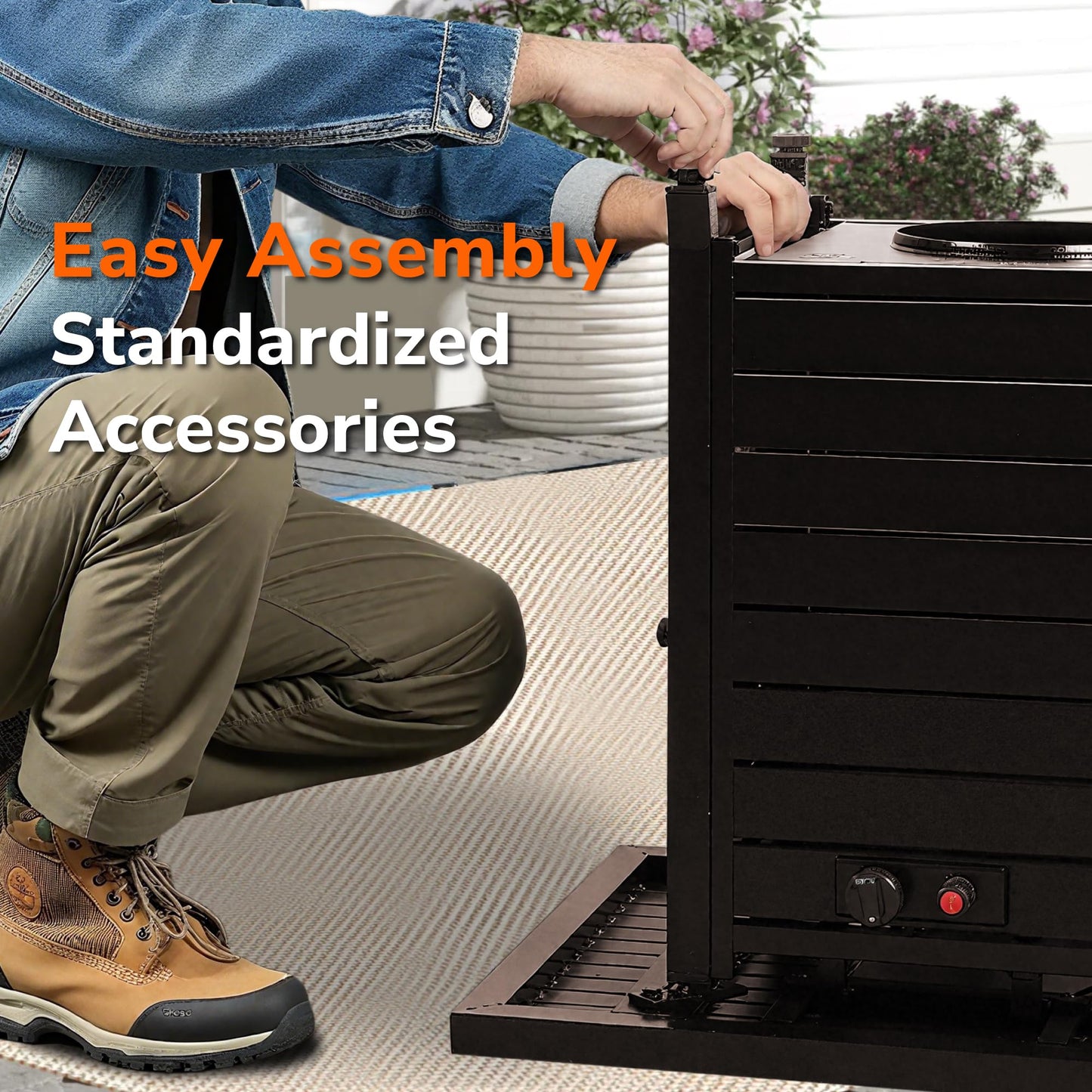 Hexago 57" Propane Fire Pit Table, 50,000 BTU Outdoor Gas Fire Pit, 2-in-1 Rectangular Firepit with Lid, ETL Certified for Garden, Backyard, Patio Gatherings, Mocha
