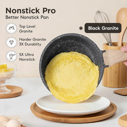 Skiennix Non-Stick Sauce Pan with Lid - Lightweight 1.5Qt Cooking Pot for Fast Heating & Induction Compatibility