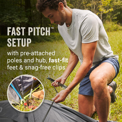 Coleman Carlsbad 4 Person Dark Room Dome Camping Tent with Screen Room, E Ports, Side Windows, and WeatherTec System, Teal Blue/Black
