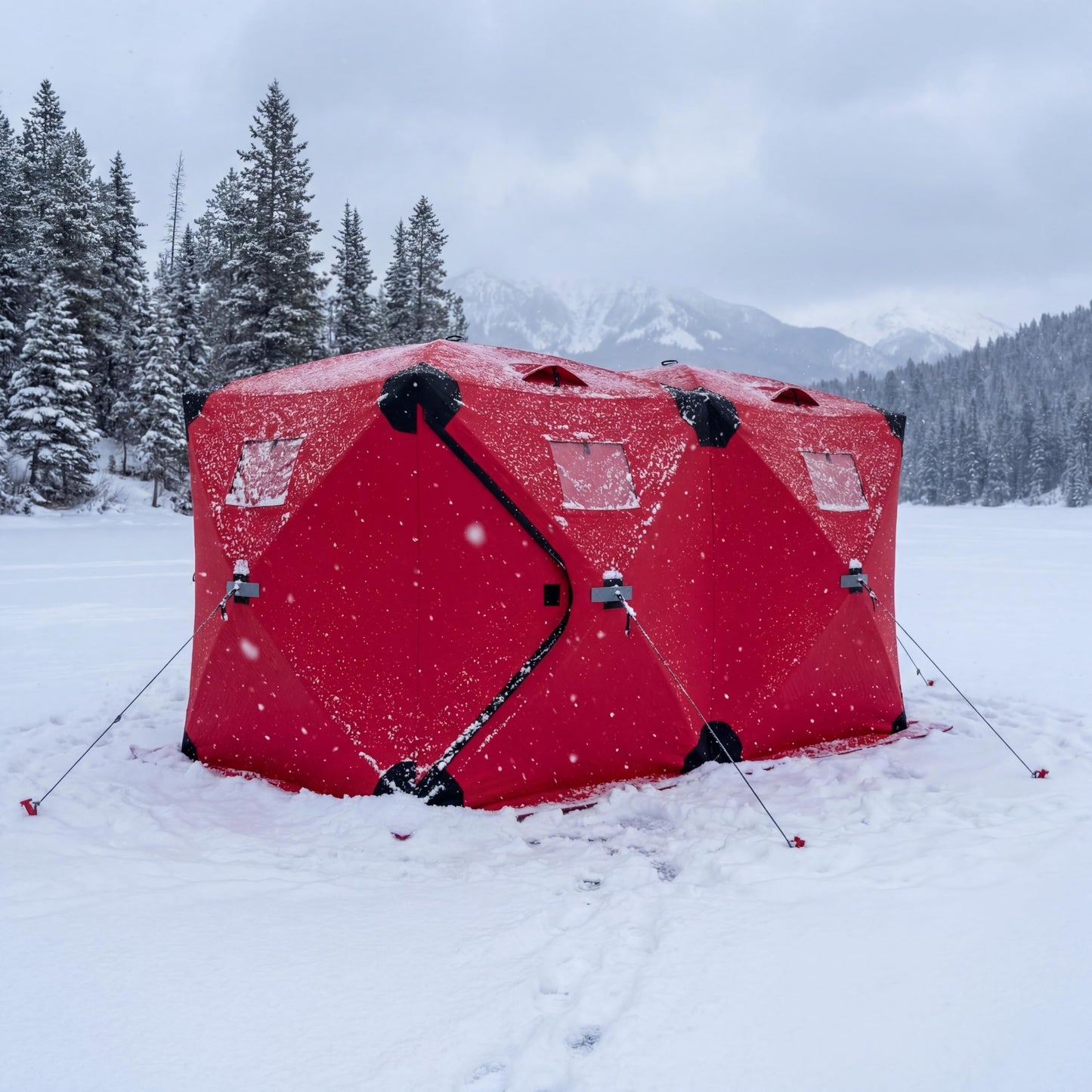 ActiveTrail Ice Fishing Tent Insulated Pop Up Hub Style Ice Shanty, 11.6 x 6.5 x 6 ft Portable Ice Fishing Shelter for 6 to 8 People, Windproof Ice Fishing Hut with Carry Bag, Ice Anchors, Vents