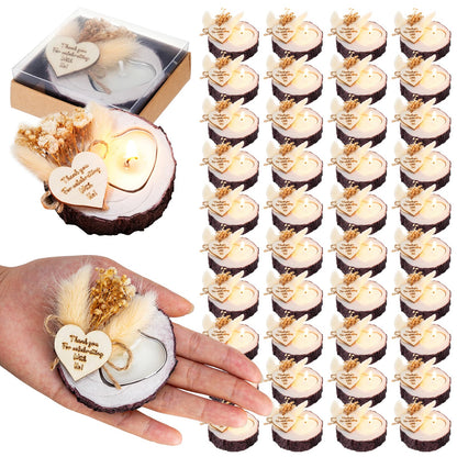 MTLEE 50 Pcs Wedding Favor Candle Holders, Rustic Wooden Wedding Bridal Shower Party Souvenirs Favors Candle Gifts for Guests