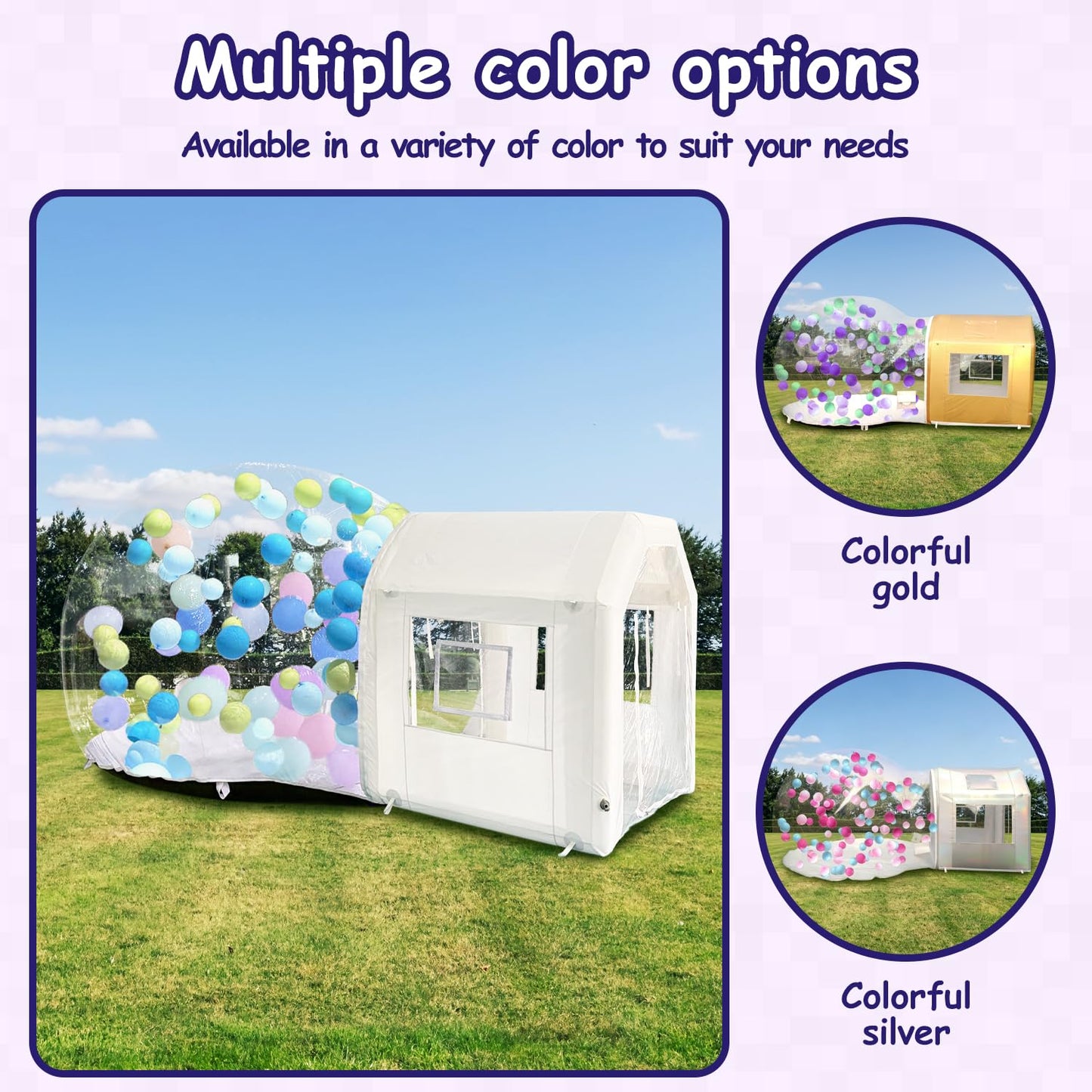 10ft Inflatable Bubble House Dome with Tunnel for Kids, Clear TPU Balloon Tent for Parties, Includes 450W Air Blower & 600W Air Pump
