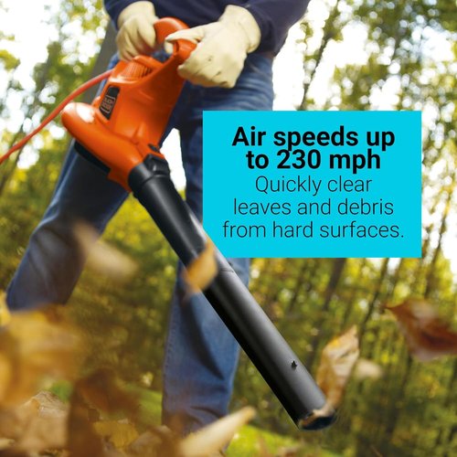 BLACK+DECKER 3-in-1 Corded Leaf Blower, Vacuum & Mulcher - 230 MPH, 12 Amp Handheld Power