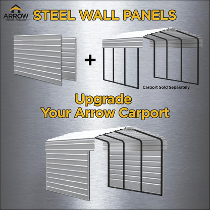 Arrow 20' x 9' Two-Sided Carport Enclosure Wall Kit for 7' or 9' Carports, Heavy-Duty Galvanized Steel Carport Enclosure Panel, 2 Walls, Eggshell