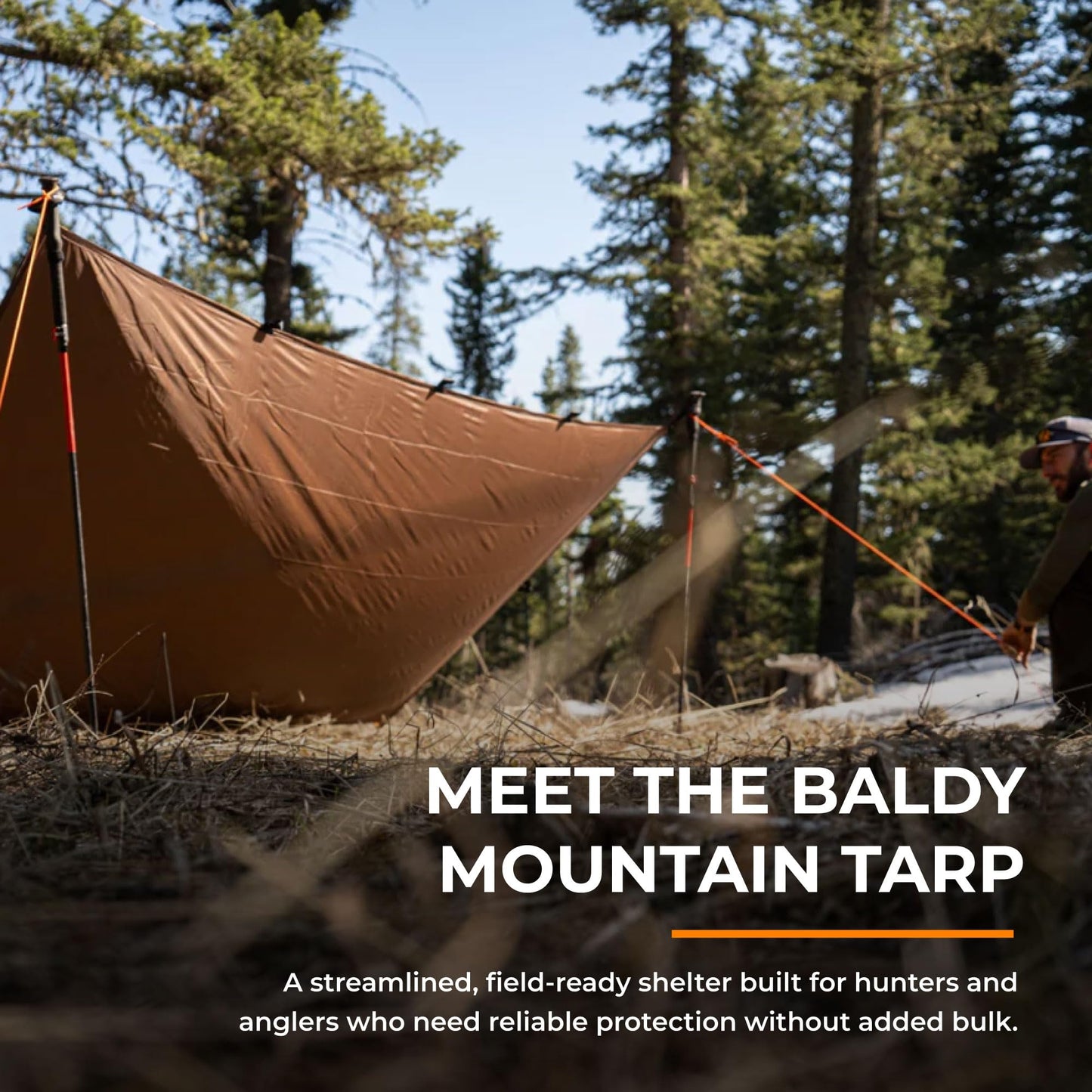 VIAM Outdoors Baldy Tan Tarp: Waterproof Camping Tarp for Hunting, Glassing, Hammock Rain Fly, Ultralight Backpacking Gear Sun Shelter & Heavy Duty Outdoor Protection - 1.1oz